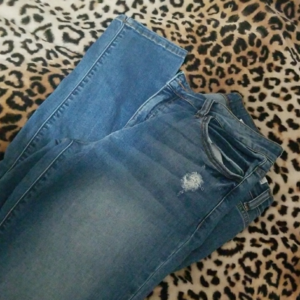 Distressed bootcut jeans
